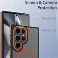 thumbnail image 5 of Designed for Samsung Galaxy S22 Ultra Clear Back Case, Colorful Frame Magsafe Compatible Anti-Slip Grip Drop Protection Wireless Charging Transparent Anti-Fingerprint Case for Galaxy S22 Ultra, Orange, 5 of 6