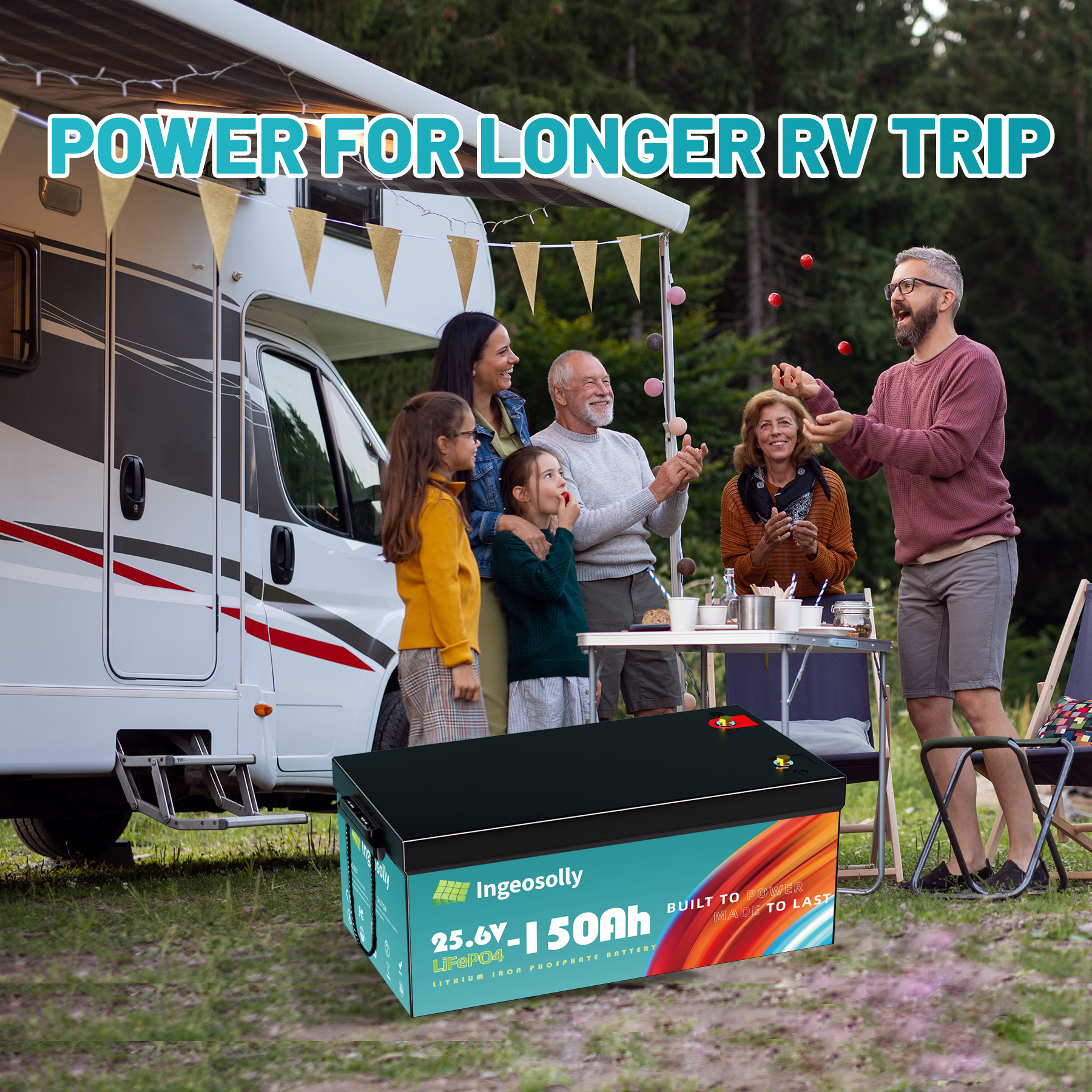 24V 150Ah LiFePO4 Battery,Lithium Battery for RV,Camping,Solar,Marine,off-Grid,Home Energy Storage,15000+ Deep Cycles