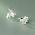 thumbnail image 5 of K-KED S925 Sterling Silver White Lily Flower Ear Earrings New, 5 of 6
