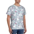 thumbnail image 2 of Vsdgher Bunny And Flower Print Men's Dry Fit Mesh Athletic Shirts Moisture Wicking Tennis T-Shirt Tops, 2 of 9