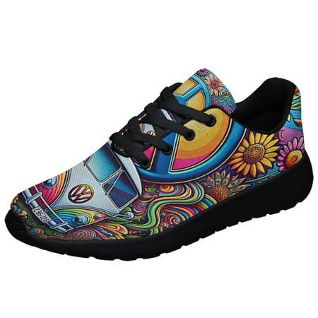 

Hippie Peace Sign Hippie Van Shoes Sneakers Black Size 10.5