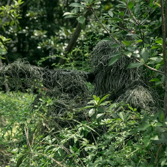 5 in 1 Ghillie Suit, 3D Camouflage Hunting Apparel Including Jacket, Pants, Hood, Carry Bag