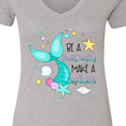 thumbnail image 4 of Inktastic Be a Mermaid Make a Splash Blue Mermaid Tail Women's V-Neck T-Shirt, 4 of 5