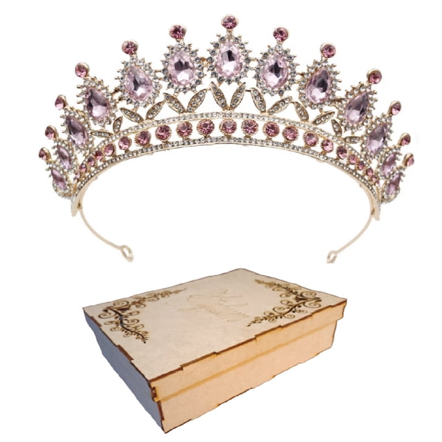 Corona Tiara Reina Carnaval Lujo Roja Certamen Novia Xv Coronación Niña Boda Cristales M0018 GENÉRICA CUSTOM CARNASHAN