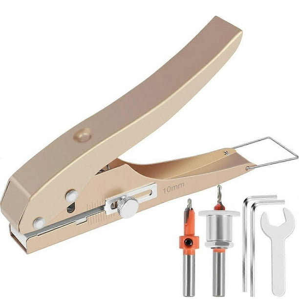 Perforadora de un solo agujero de 10 mm, perforadora de alta resistencia, alicates perforadores de cantos con escala para papel, tarjetas, plástico y cartón.