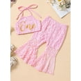thumbnail image 2 of Coduop Newborn Baby Girls Lace Clothes Cute Bandage Halterneck Tank Tops Flared Pants Outfits Set, 2 of 7