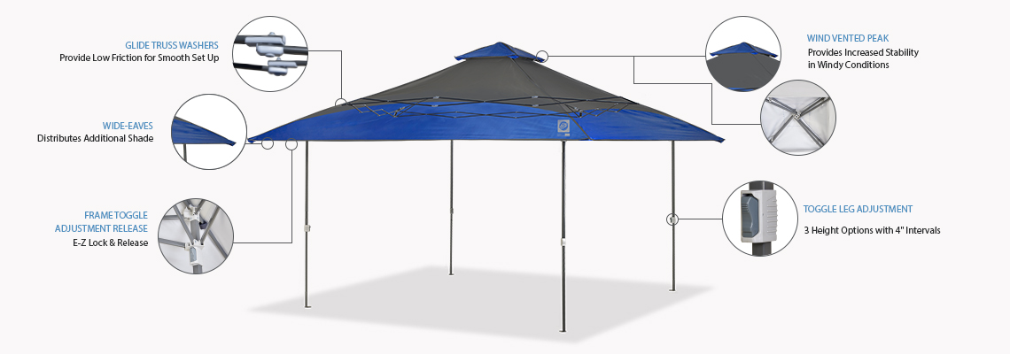 E-Z Up Spectator Instant Shelter Outdoor Canopy, 13 ft x 13 ft, Steel Gray/Cool Gray Top w/ Steel Gray Frame - image 4 of 8