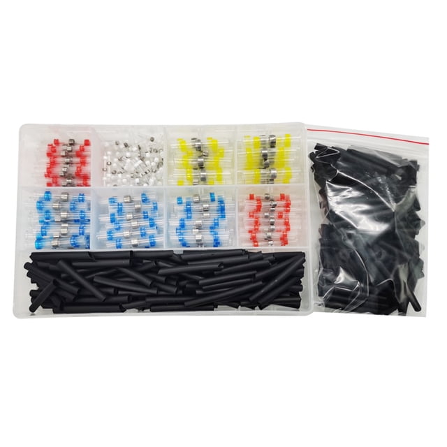Amdohai 600pcs Heat Shrinkable Solder Ring Wiring Terminals Connection Terminal Heat Shrinkable Type Waterproof Connecting Terminal Kit Heat Shrink Tube Insulating Heat shrinkable Terminals