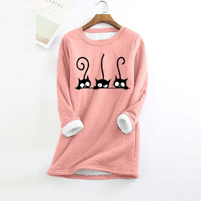 TINZ Chandail pour Femmes avec Imprimé Confortable Col Rond Vêtements d'Intérieur d'Hiver Chandail Manches Longues Compression Hauts pour Femmes Hommes Chemise Thermique Pack Thermiques pour Femmes Hauts Temps Froid