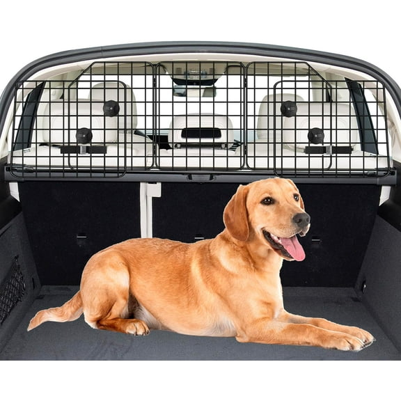 Dog Car Barrier for SUVs, Van, Vehicles, Adjustable Large Pet Barriers, Universal Fit Heavy-Duty Wire Mesh Dog Guard, Foldable Safety Car Divider Gate for Truck Cargo Area