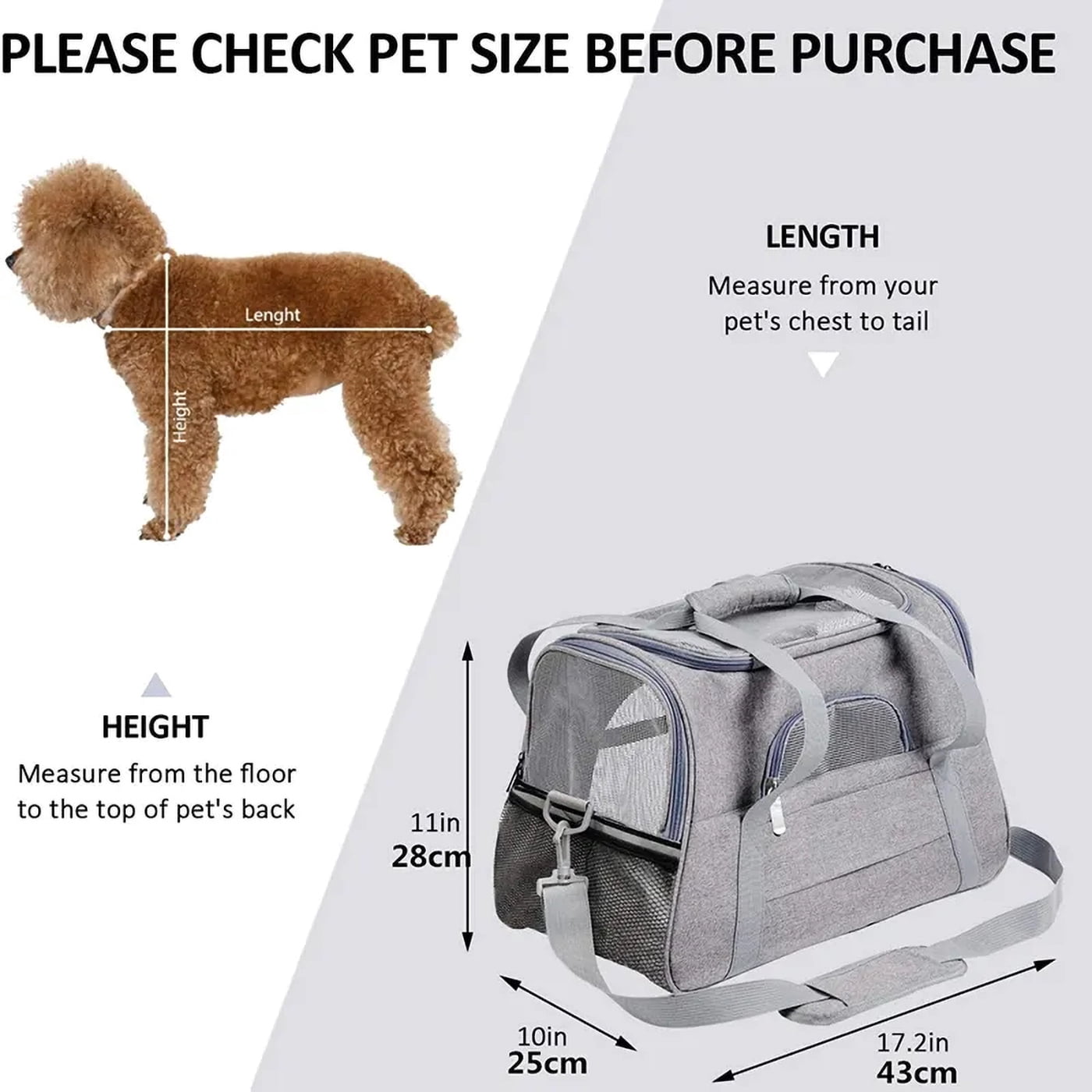 Cat, Dog Carrier for Small Medium Cats Puppies up to 15 Lbs, Soft Sided, Collapsible Travel Puppy Carrier - Navy Blue