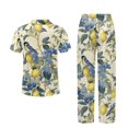 thumbnail image 6 of Yuyamidu Summer Pajama Sets for Women 2 Piece Short-Sleeved Set Button Down Sleepwear Soft Lightweight Loungewear with Pockets, Lemon Hummingbird, 6 of 7