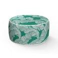 thumbnail image 1 of FBTS Prime 21x21x9 inch Round Emerald Leaves Indoor Outdoor Inflatable Ottomans with PVC Insert, 1 of 8