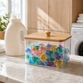 thumbnail image 4 of Linnome Plastic Laundry Pods Container with Lid Square Storage Bin for Laundry Room Kitchen Bathroom 7.2x4.88x4.72 Inch, 4 of 7