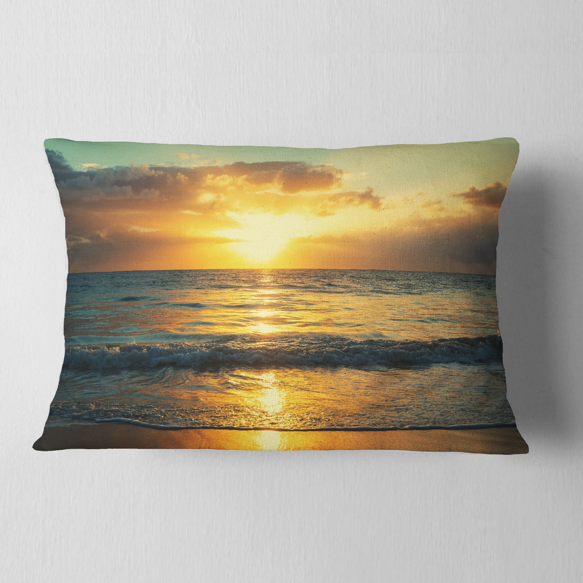 Designart 12" x 20" Multi-color Polyester Throw Pillow