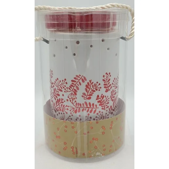 Yankee Candle Red Berries Ceramic Tea Light Luminary Gift Set with 4 Sparkling Cinnamon Tea Lights