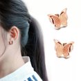 thumbnail image 4 of Silver/Gold/Rose Gold Frosted Butterfly Ear Studs Stainless Steel Women Earrings, 4 of 8