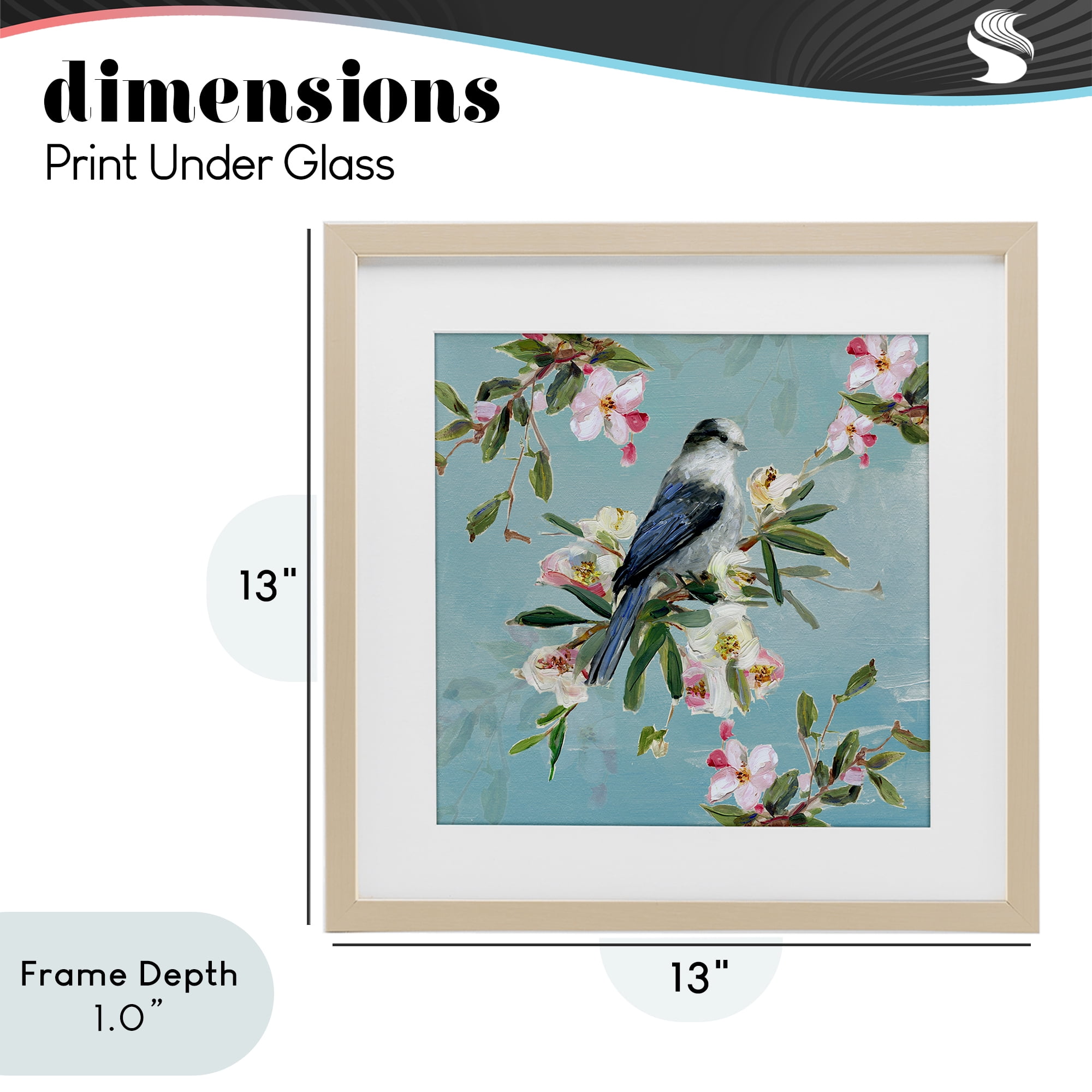 Stupell Industries Pastel Songbird Among Blossoms Birch Framed Print Under Glass, design by Sally Swatland