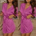 thumbnail image 2 of Tqyyweavej 2Pcs Robe Womens Silk Robes Lace Kimonos Bridal Silky Robes for Brides Bridesmaids Wedding Nightgown Bathrobe Sleepwear, 2 of 7