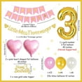 thumbnail image 5 of 3rd Birthday Party Decorations for Girls Pink and Gold - Happy Birthday Banner Cake Topper, Gold Little Miss Threenager Garland, Large Number 3 Foil Balloon and Pink Heart Balloons, 5 of 5