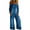 Blue, variant on Women's Wide Leg Denim Jumpsuit off the Shoulder Long Sleeve Button Down Jean Rompers Jumpsuits with Pockets Vintage Y2K Streetwear White