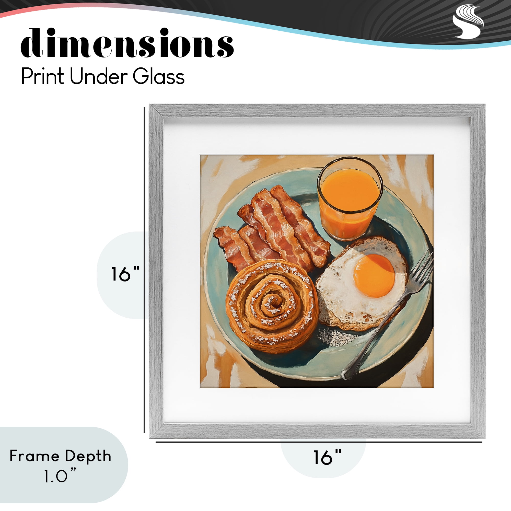 Stupell Industries Cinnamon Roll Breakfast Gray Framed Print Under Glass, design by Tina LeCour