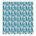 thumbnail image 3 of Ambesonne Leaves Shower Curtain, Exotic Brazilian Foliage, 69"Wx70"L, Aqua Dark Teal and White, 3 of 5