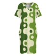 thumbnail image 4 of Retro mediados de siglo moderno abstracto patrón de edad espacial 760 aguae verde vestido suelto con bolsillo ropa femenina, 4 of 7