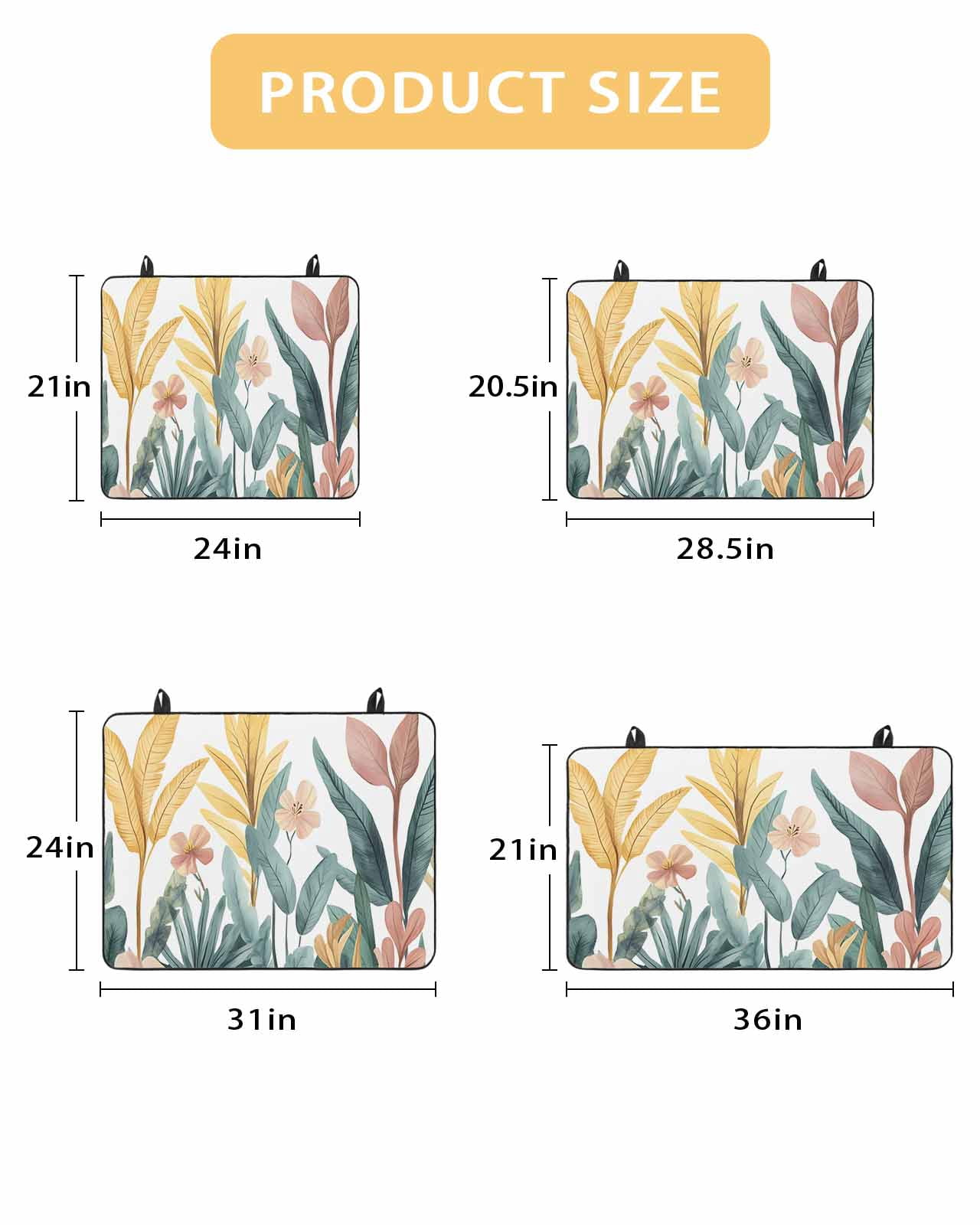 nqOlkjepod Large Induction Cooktop Protector Mat 36"x21", Yellow Green Leaves Stove Top Covers for Electric Stove, Retro Watercolor Floral Decorative Stove Burner Cover Mats, Glass Top Stove Cover