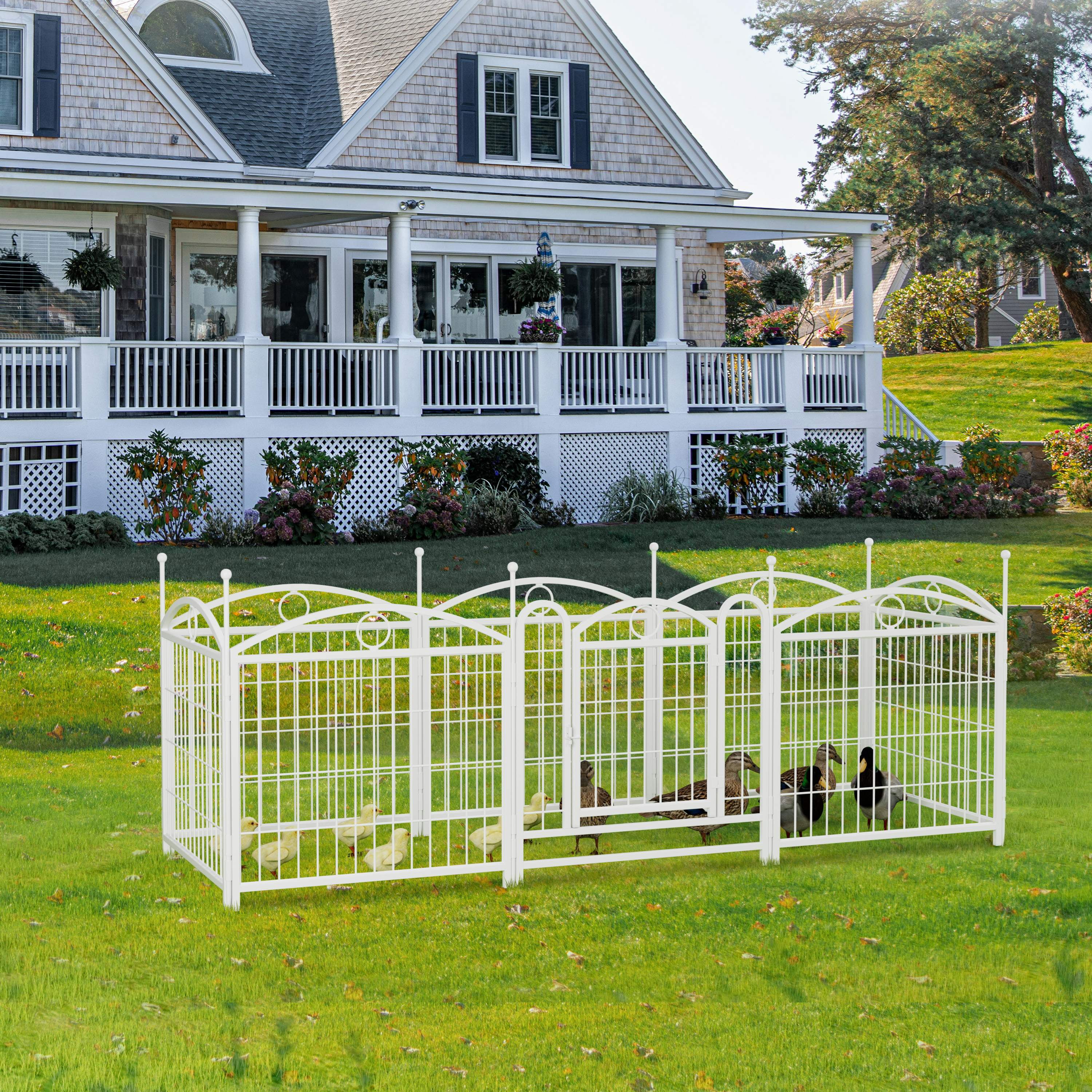 Zephypaws 24" Dog Playpen, 8-Panel Foldable Metal Exercise Pen with Door – Indoor/Outdoor Heavy Duty Puppy Fence, Portable Pet Playpen for Small, Medium & Large Dogs, White