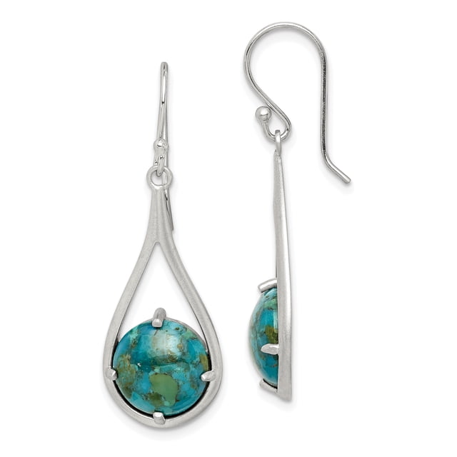925 Sterling Silver Turquoise Drop Dangle Earrings