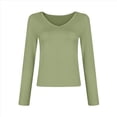 thumbnail image 3 of Camisas de Larga de Moda para Mujer, Blusas de Otoño con Cuello en V, Ajustadas y Recortadas, Conjuntos Y2K. Verde XL, 3 of 7