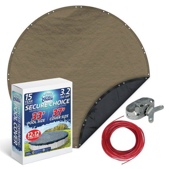 Winter Swimming Pool Cover for 33 ft Aboveground Round Pool Size, Secure Choice Series, Solid Material, Color - Sandstone Tan, Pool Cover Choice 5733-4CHOICE