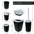 thumbnail image 3 of Modern 6-Piece Bathroom Accessory Set - Elegant Matte Black Finish with White Accents, Includes Trash Bin, Soap Dispenser, Toothbrush Holder, Tumbler Cup, Toilet Brush, Soap Dish, 3 of 7