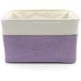 thumbnail image 4 of HYGGE + Linen Storage Bin Basket 15.8" x 12.5" x 10" Durable Fabric & Lightweight Design, Storing Toys, Books, Linens, Games, Clothing, Baby Products & More! (2 PACK, WHITE/PURPLE), 4 of 6