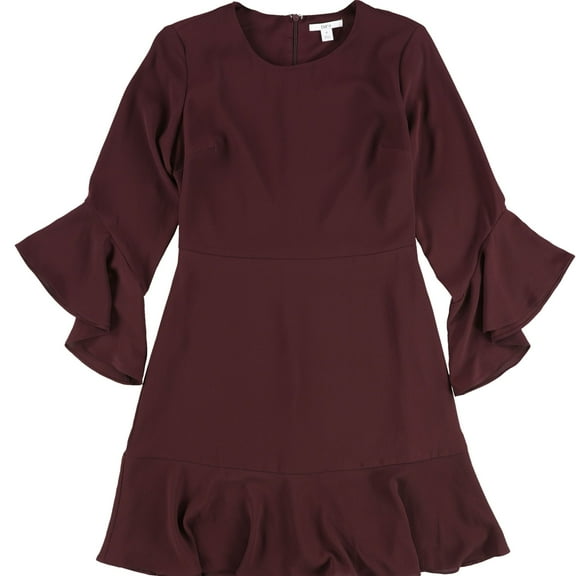 bar III Womens Solid Ruffled Dress, Red, 10