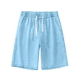 thumbnail image 5 of Mifsaly Mens Denim Shorts Elastic Waist Drawstring Relaxed Fit Jean Shorts Comfortable Lightweight Casual Summer Everyday Wear Clothes Light Blue,XXS, 5 of 6
