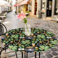 thumbnail image 4 of St. Patrick's Day Fitted Tablecloth with Elastic Edged, Round Table Cloth for Dining Table, Luck Shamrocks Beer Harp Horseshoes Envelope Waterproof Oil Proof Table Cover for Indoor Outdoor 45"-54", 4 of 8