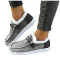 thumbnail image 5 of CAICJ98 Women's Warm Lace up Loafers Casual Cozy Flat Slip on Wide Width Shoes Non-Slip Lightweight Canvas Driving Walking Shoes Women Boots Winter (Grey,Size 7.5), 5 of 7
