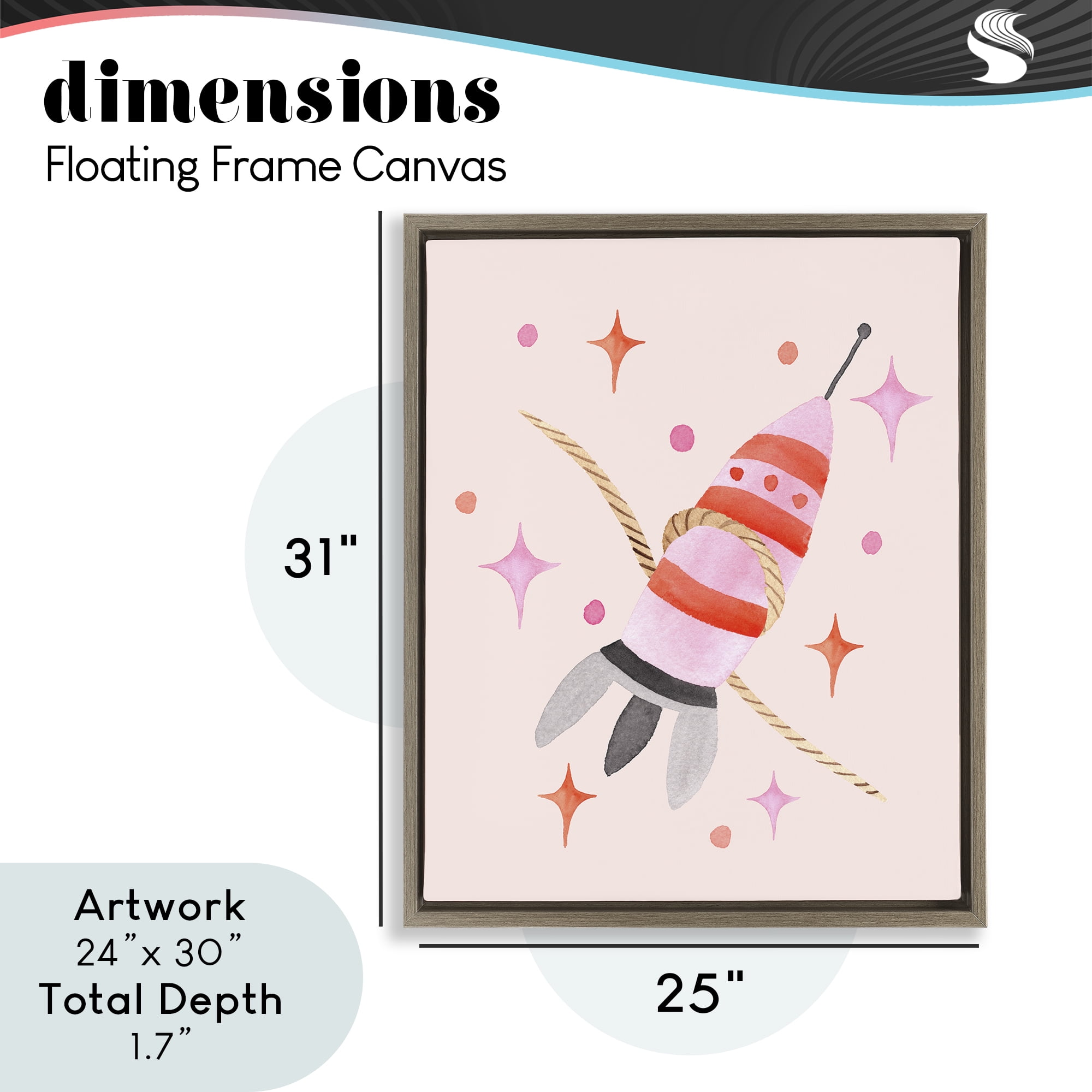 Spaceship with Lasso Brown Framed Floater Canvas Wall Art, design by Nina Jacobs