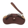 thumbnail image 1 of Estuche de Gafas de Cuero Portátil con Correa de Muñeca para Hombres y Mujeres (Café), 1 of 7
