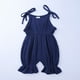 thumbnail image 2 of Body De Bebé Canastilla Onesies Para Niñas Pequeñas Moda Lindo Color Sólido Algodón Lino Volantes Frenillo Mono Mameluco Azul Odeerbi LM103-9011, 2 of 9