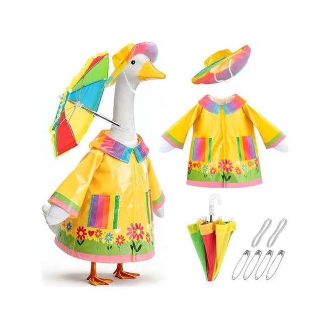 Ropa estilo impermeable para decoración de exteriores,impermeable decorativo para porche,estatua de jardín,atuendo con sombrero y paraguas para decoración de patio navideño