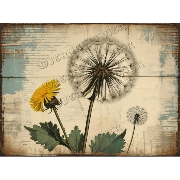 Dandelion Garden Sign, Decorative Outdoor Backyard Decor, Rustic Dandelion Wall Art,Farmhouse Decor, Yard Sign, Aluminum, 5.5x8 Inches Metal Sign