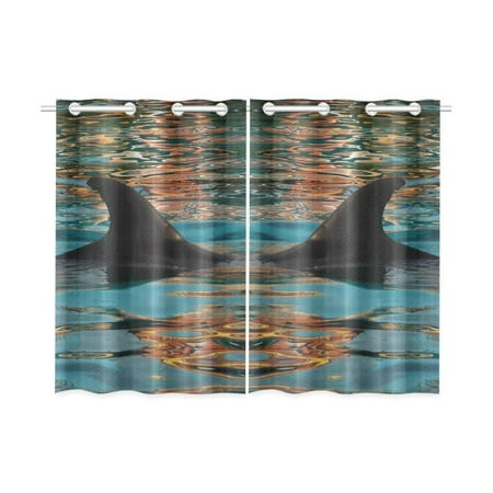 - MYPOP Abstract Art Fin Flipper of Dolphin Window Curtain Kitchen Curtain 26x39 inches (Two Piece)