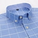 thumbnail image 3 of Oxford-Camisa de manga larga para hombre, 100% algodón, informal, ajustada, Color sólido, estampado a cuadros, a rayas, Formal, talla grande, 3 of 4