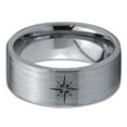 thumbnail image 2 of Tungsten Heart Compass Band Ring 8mm Men Women Comfort Fit Gray Flat Cut Brushed Polished, 2 of 4