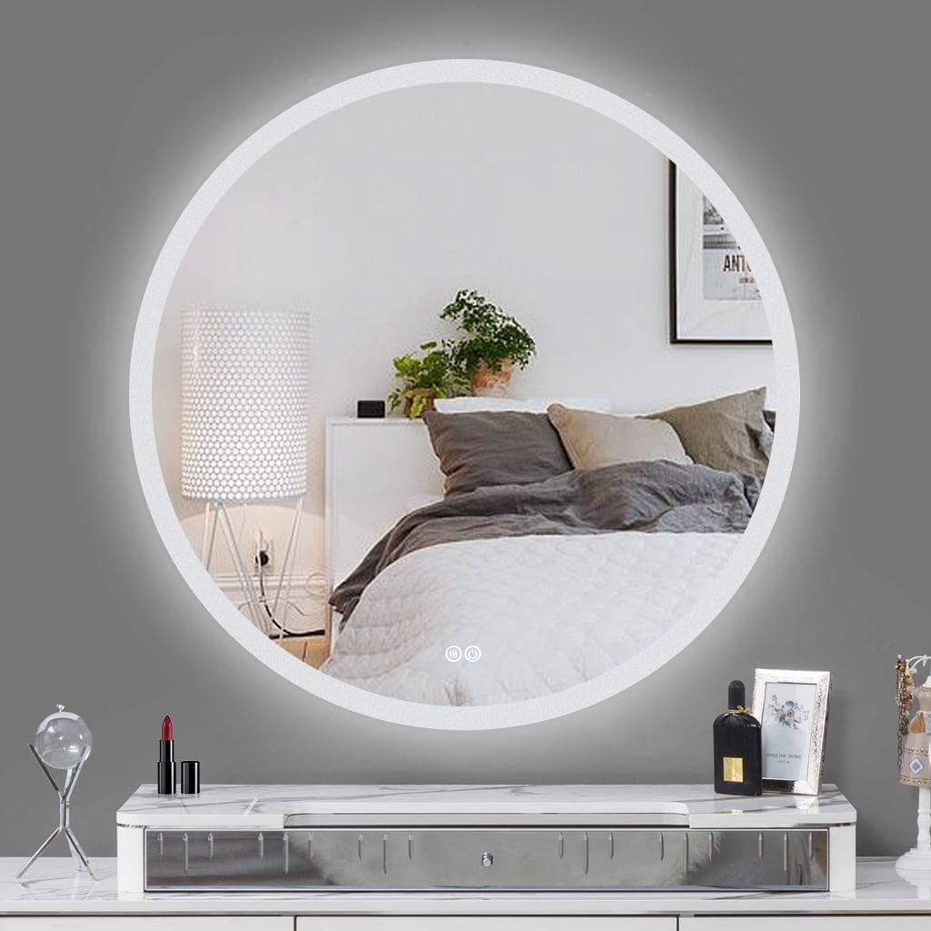 PexFix 30 Inch LED Round Mirror Bathroom Vanity Mirror with Light