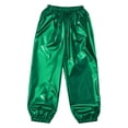 thumbnail image 3 of TiaoBug Kids Girls Boys Modern Jazz Hip Hop Dance Costumes Shiny Metallic Dance Pants Trousers Leggings Green 160, 3 of 5
