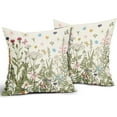 thumbnail image 2 of Spring Floral Pillow Covers 16x16 Inch Set of 2, Sage Green Wildflowers Botanical Decorative Throw Pillow Cases Vintage Cushion Covers Summer Decoration Gift Farmhouse Sofa Couch Bed Decor, 2 of 6